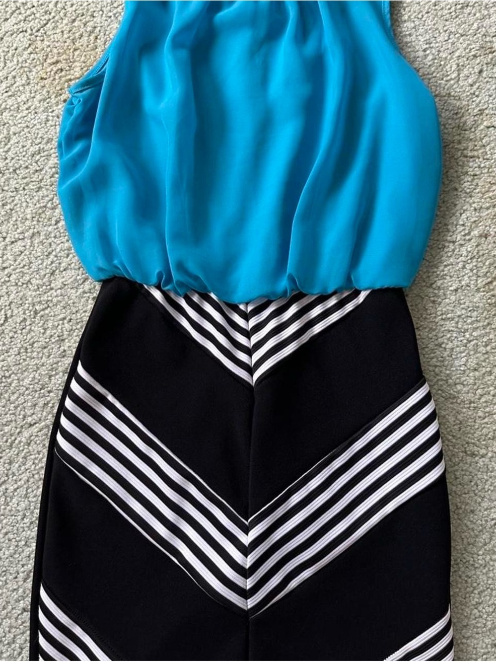 Ruby Rox Teal Bodice Black Skirt Chevron Mini Dress